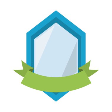 Mavi kalkan altıgen gölge ve yeşil şerit