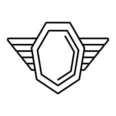 Altıgen kalkan koruma rozetini anahat boş kanatlı