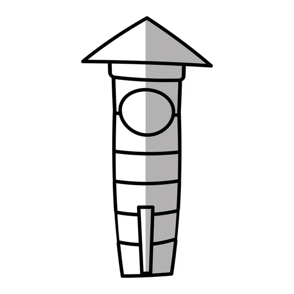 Faro edificio guía océano línea sombra — Vector de stock