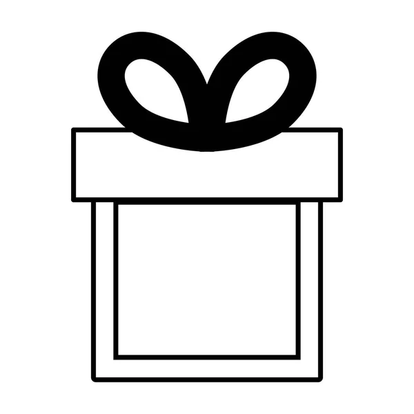 Boîte cadeau ruban noir arc linéaire — Image vectorielle