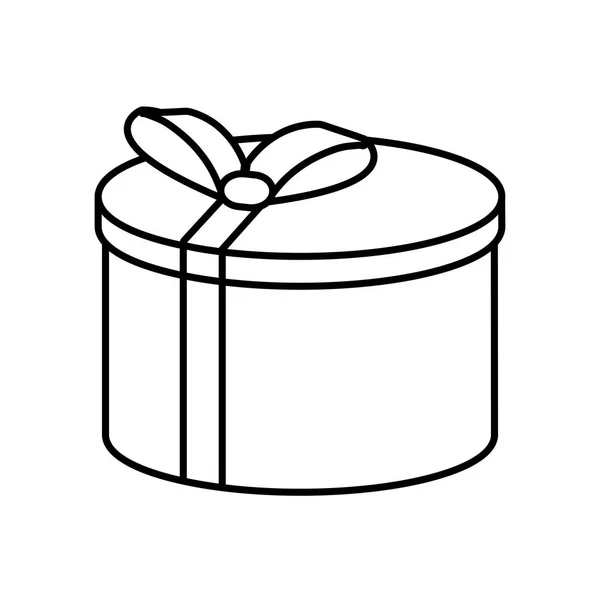 Подарункова кругла коробка стрічка лінійний — стоковий вектор