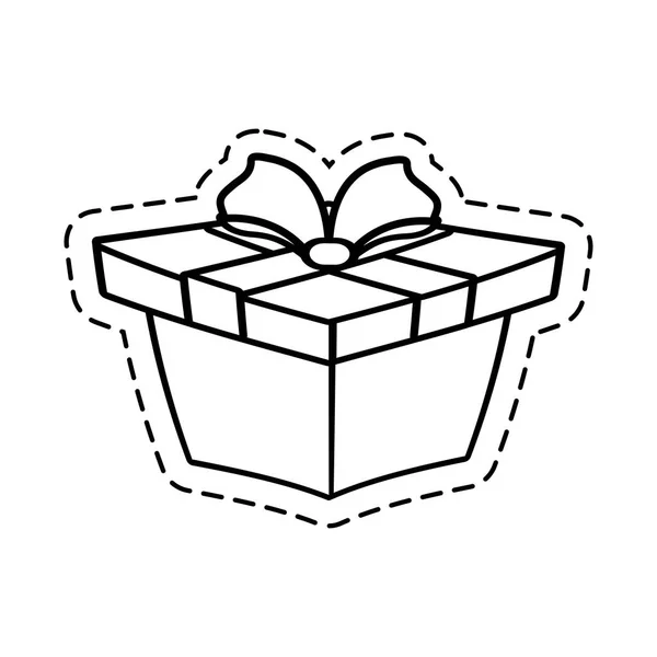 Cadeau boîte ruban enveloppé ligne de coupe — Image vectorielle