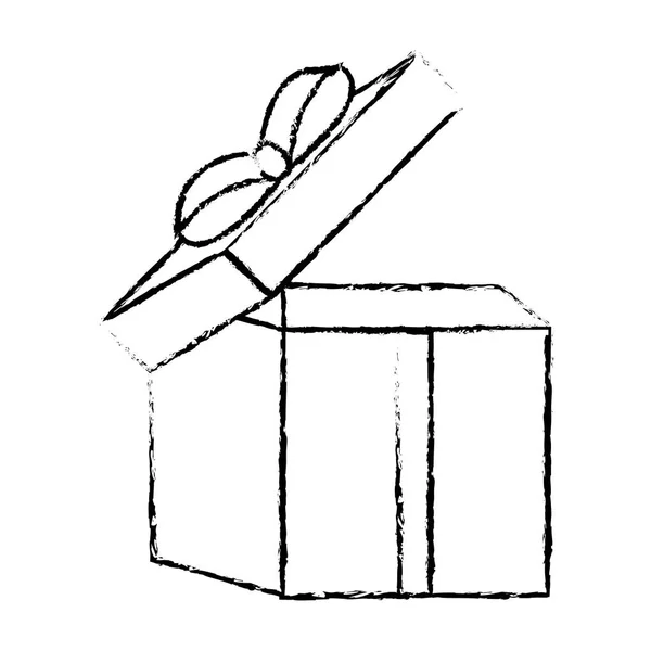 ギフト ボックス リボン伝統的な装飾的なスケッチを開く — ストックベクタ