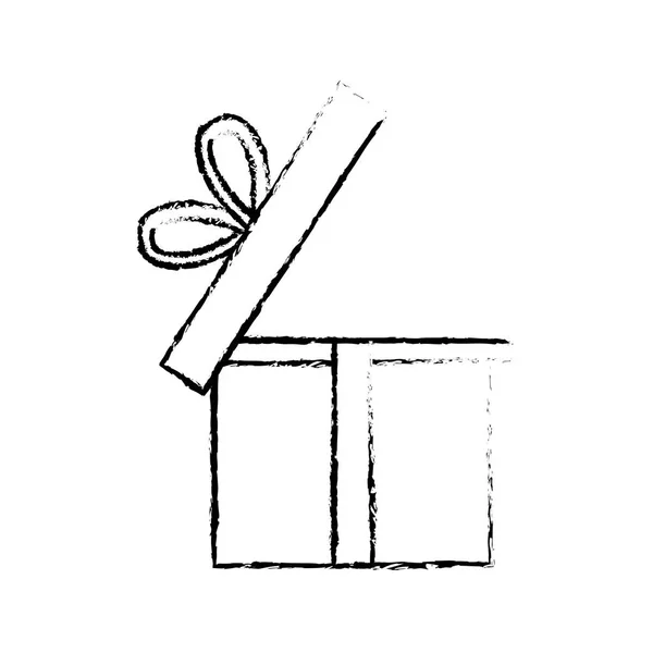 Open gift box ribbon celebration party sketch — Stock Vector