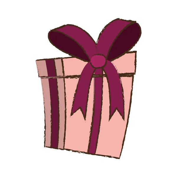 Kleur cadeau doos lint geven partij schets — Stockvector