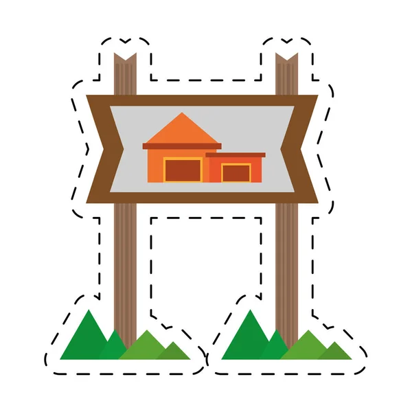 Cottage immobiliare segno linea di taglio immobiliare — Vettoriale Stock