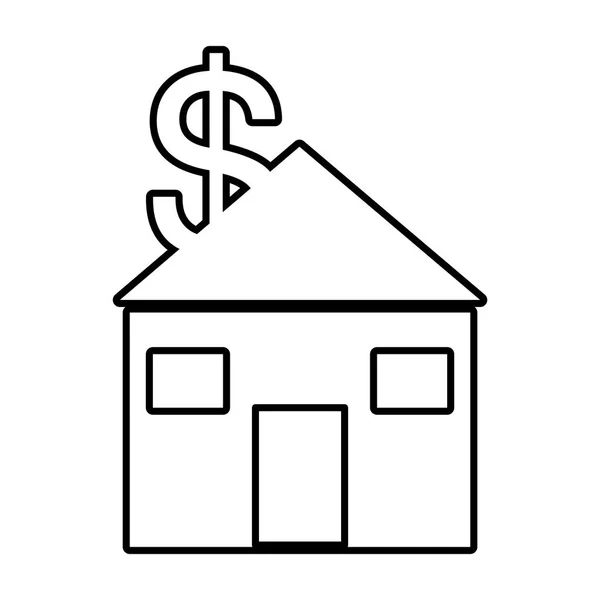 Real estate dollar money symbol outline — Stock Vector