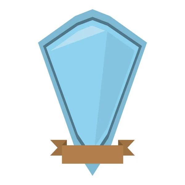 Bouclier bleu diamant avec ruban brun — Image vectorielle