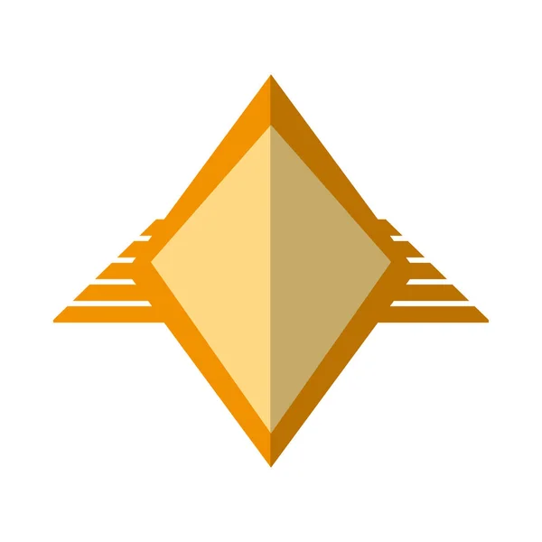 Écu jaune forme ailée ombre badge géométrique — Image vectorielle