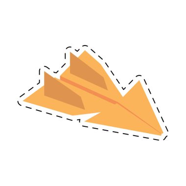 Sarı kağıt uçak uçan model hattı kes