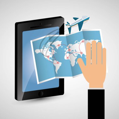 Smartphone harita aircarft seyahat ile el