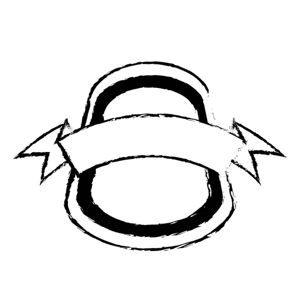 Shield insignia with ribbon sketch — Stock Vector