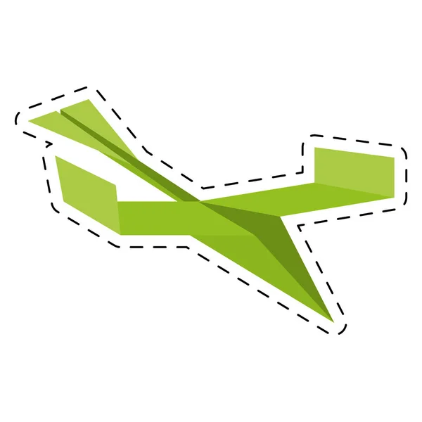 Grünes Papier Flugzeug Spielzeug Luft schneiden Linie — Stockvektor