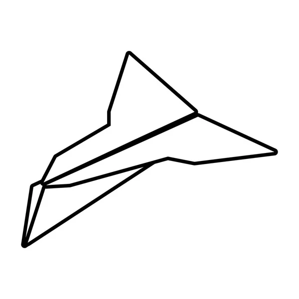 Avión de papel vuelo juguete contorno — Vector de stock