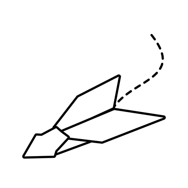 Бумажный самолет летающий модель набросок — стоковый вектор