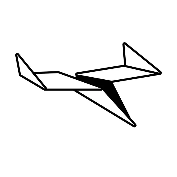 Бумажный самолет игрушечный контур воздуха — стоковый вектор