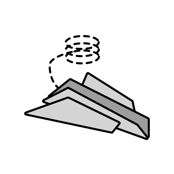 Avión de papel origami línea de mosca punteada — Archivo Imágenes Vectoriales