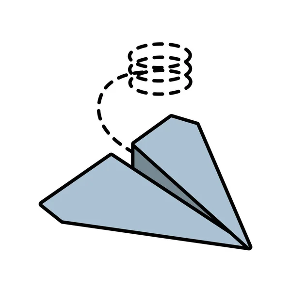 Papier vliegtuig origami grappige lijn gestippeld — Stockvector