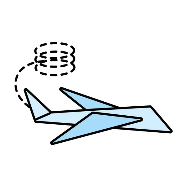 Papieru samolot symboliczne miniaturowe linia kropkowana — Wektor stockowy
