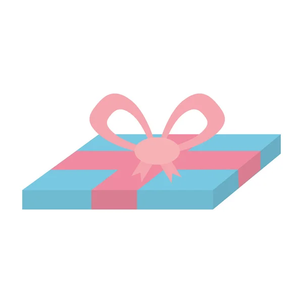 Blue gift box pink ribbon surprise — Stock Vector