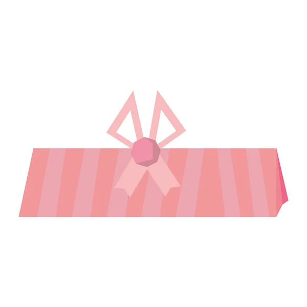 Caixa de presente forma triângulo ornamento arco rosa — Vetor de Stock