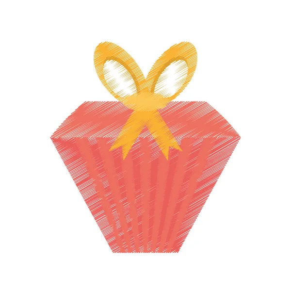 Dibujo caja de regalo rayas rojas regalo decoración festiva — Vector de stock