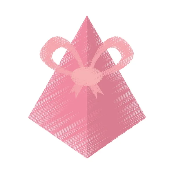 Dessin rose boîte cadeau pyramide arc — Image vectorielle
