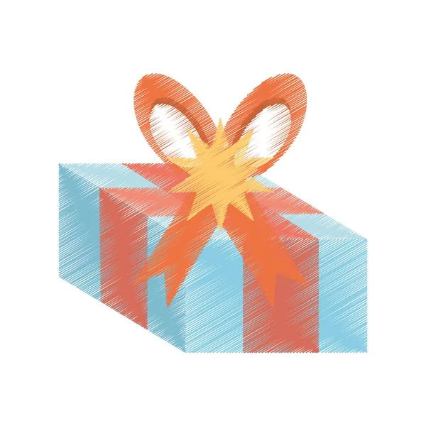 Dibujo caja de regalo decoración tradicional arco estrella — Vector de stock