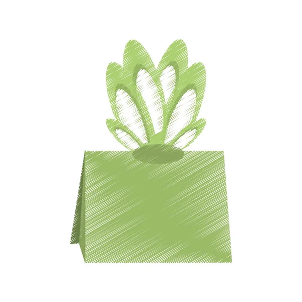 Ritning present box grön bow prydnad — Stock vektor