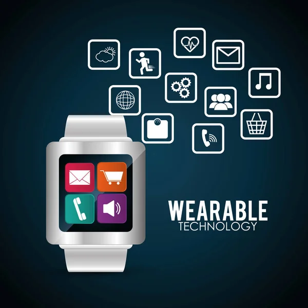 Relógio inteligente tecnologia wearable multimídia — Vetor de Stock