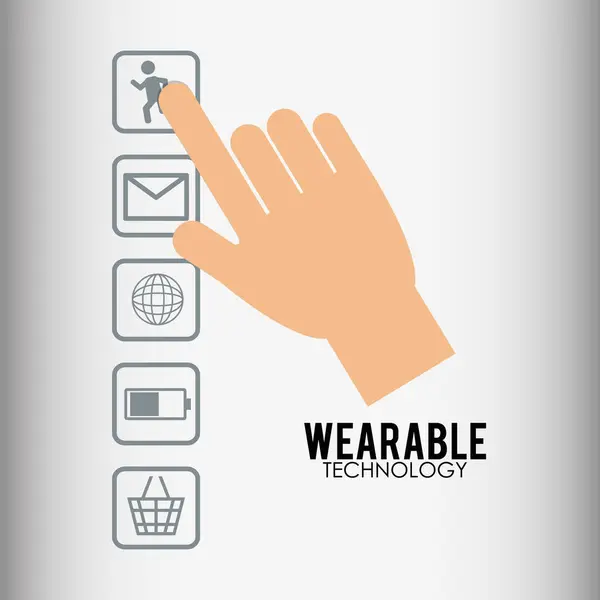 Mão toque dispositivo de tecnologia wearable — Vetor de Stock
