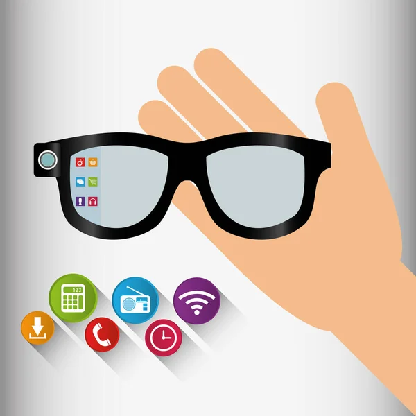 Vr bril wearable technologie toepassing schaduw — Stockvector