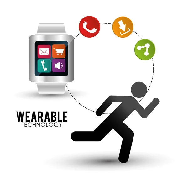 Relógio inteligente wearable tecnologia acessório portátil —  Vetores de Stock