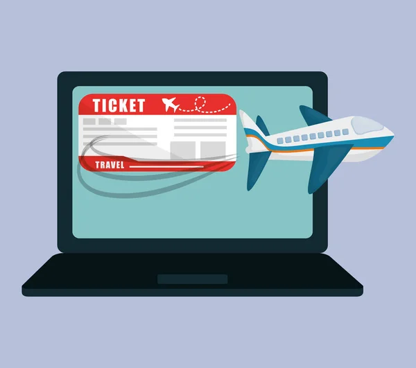 Reise-Laptop-Ticket Airline-Anwendung — Stockvektor