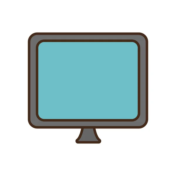 Cartone animato schermo scuro computer attrezzature ufficio — Vettoriale Stock