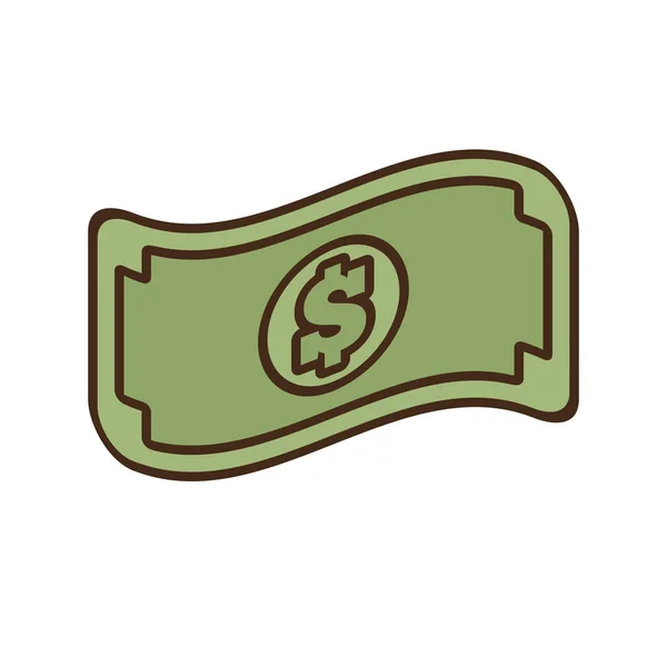 Cartoon bill geld dollar cash pictogram — Stockvector