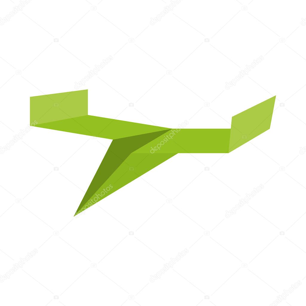 green paper plane toy air