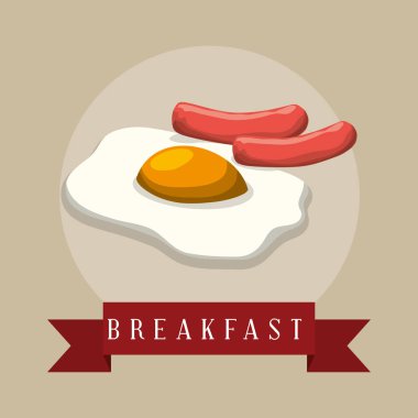 Poster kahvaltı kızarmış gözler sosis şerit
