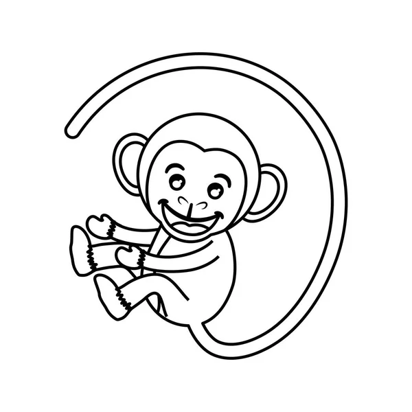 可爱的猴子卡通 — 图库矢量图片