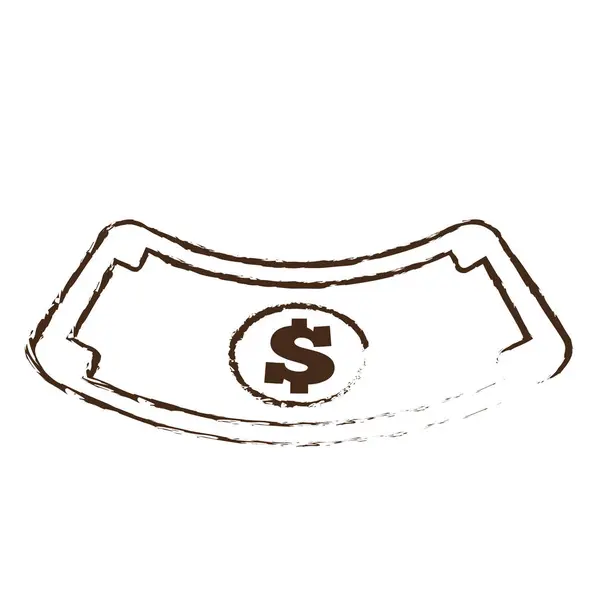 Skiss Rita bill pengar dollar kontant ikon — Stock vektor