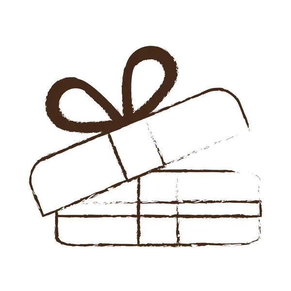 Boceto dibujar caja de regalo envolver cinta — Vector de stock
