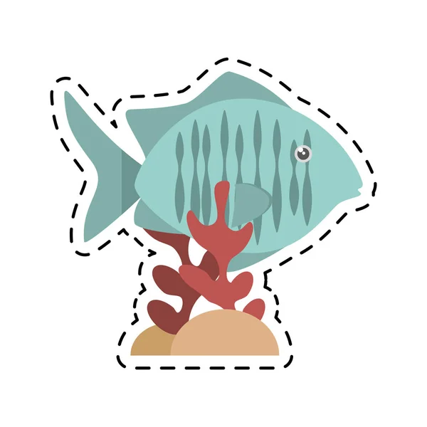 Peces tropicales hábitat marino coral gráfico — Vector de stock