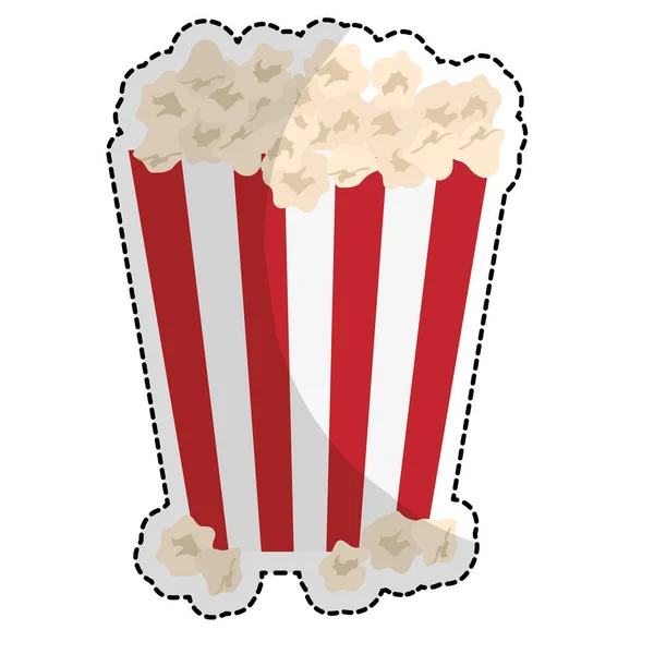 Palomitas de maíz en imagen icono contenedor rayado — Vector de stock