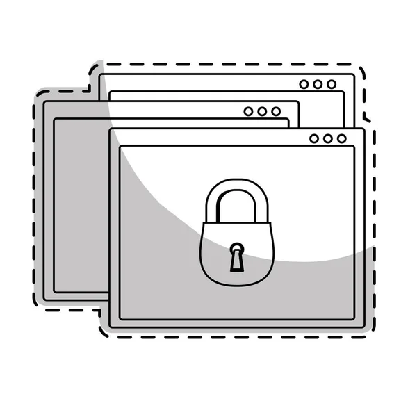 Window frame with padlock icon — Stock Vector