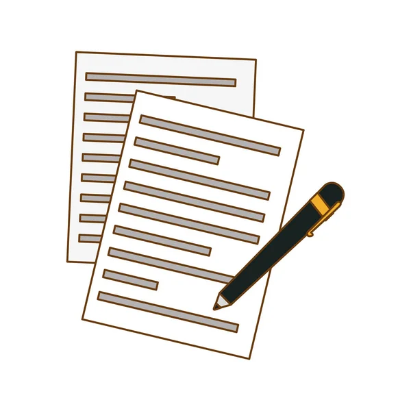 Sözleşme kağıtları ve kalem simgesi görüntü — Stok Vektör