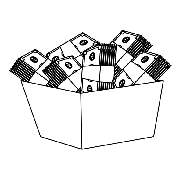 Cubo con billetes de dinero — Archivo Imágenes Vectoriales