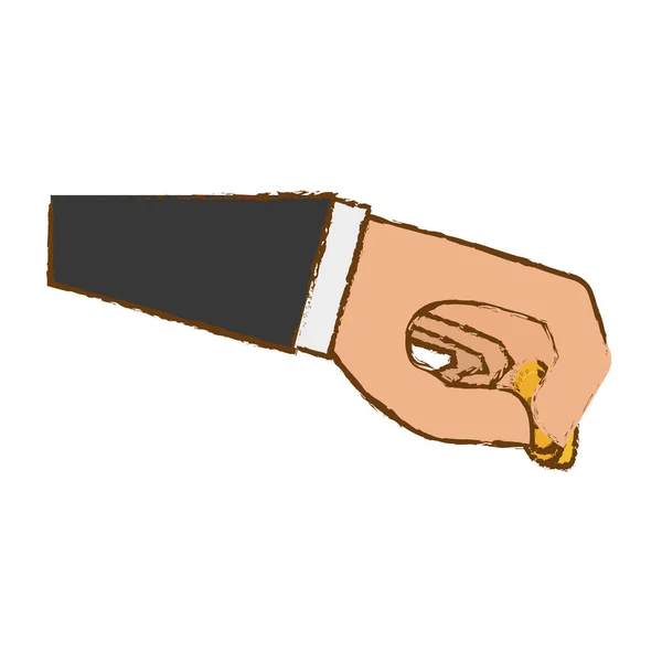 Mano con moneda de oro — Vector de stock