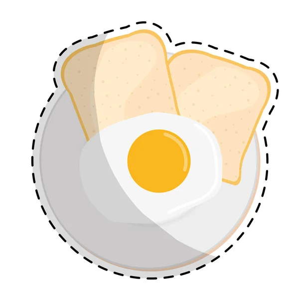 Imagen icono de huevo frito y pan — Vector de stock