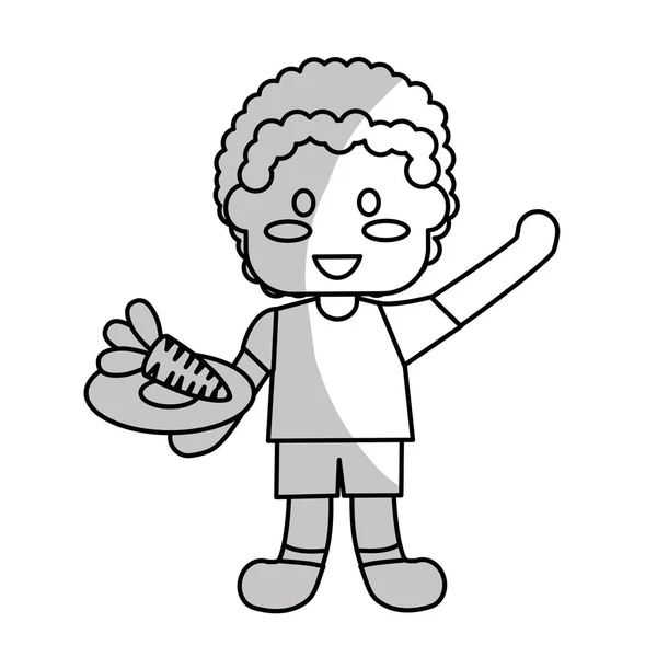 Szczęśliwe dziecko ze zdrowym odżywianiem związane z obrazu ikony — Wektor stockowy