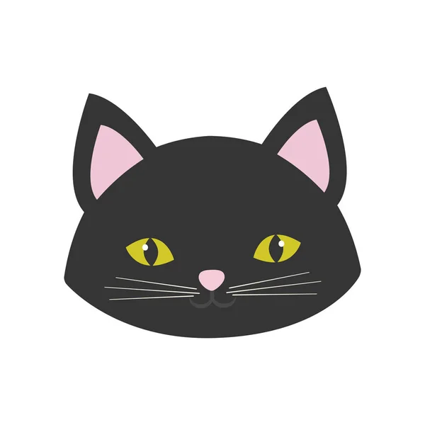 Portrait de chat mignon oreilles roses yeux jaunes — Image vectorielle